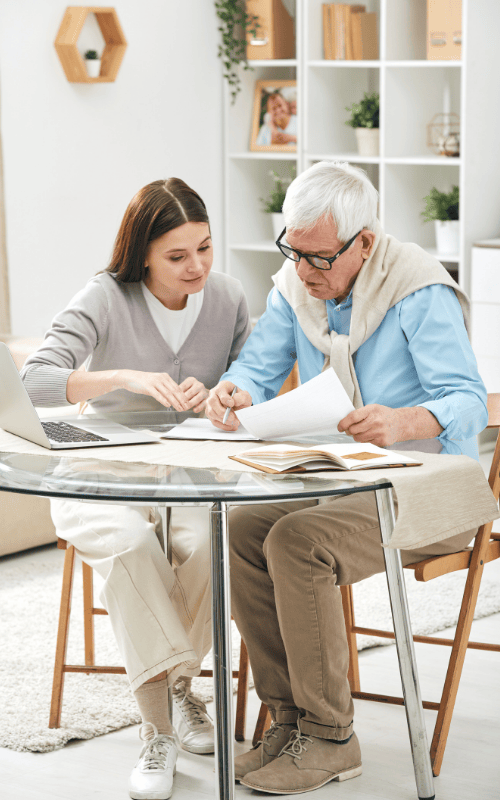 Helping a senior with paperwork and planning